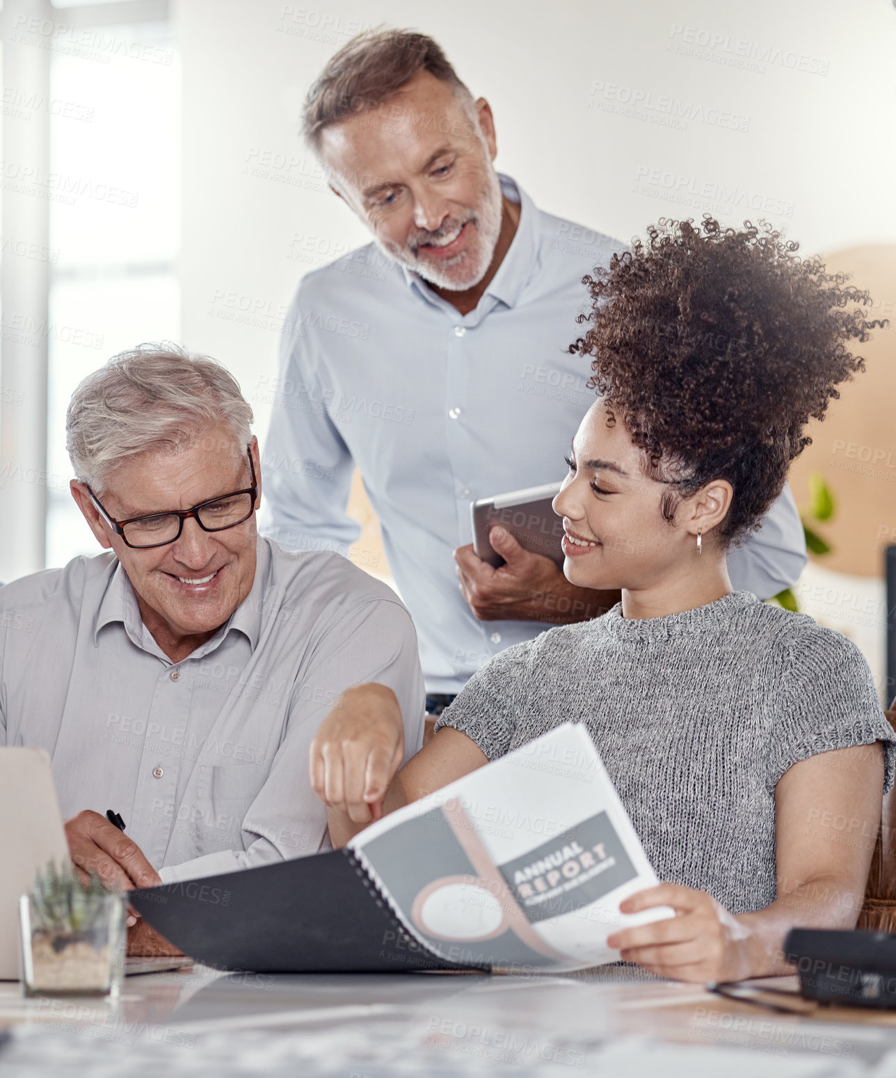 Buy stock photo Shot of a group of businesspeople having a meeting in a modern office