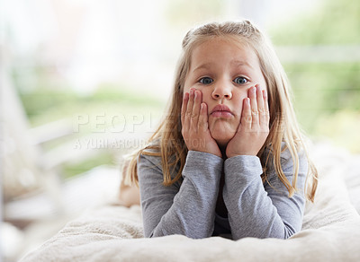 Buy stock photo Shot of a young girl relaxing in her bedroom