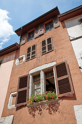 Buy stock photo Editorial: Annecy, France, July, 17, 2019: Houses and street life in the famous medieval part of the city of Annecy, Department of Upper Savoy, France.