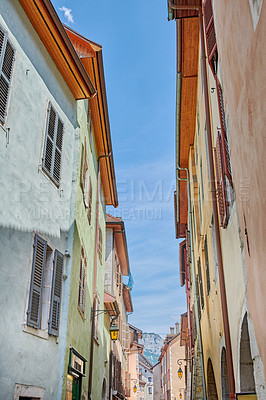 Buy stock photo Annecy, France, July, 17, 2019: Houses and street life in the famous medieval part of the city of Annecy, Department of Upper Savoy, France.Editorial: Annecy, France, July, 17, 2019: Houses and street life in the famous medieval part of the city of Annecy, Department of Upper Savoy, France.