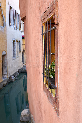 Buy stock photo Editorial: Annecy, France, July, 17, 2019: Houses and street life in the famous medieval part of the city of Annecy, Department of Upper Savoy, France.