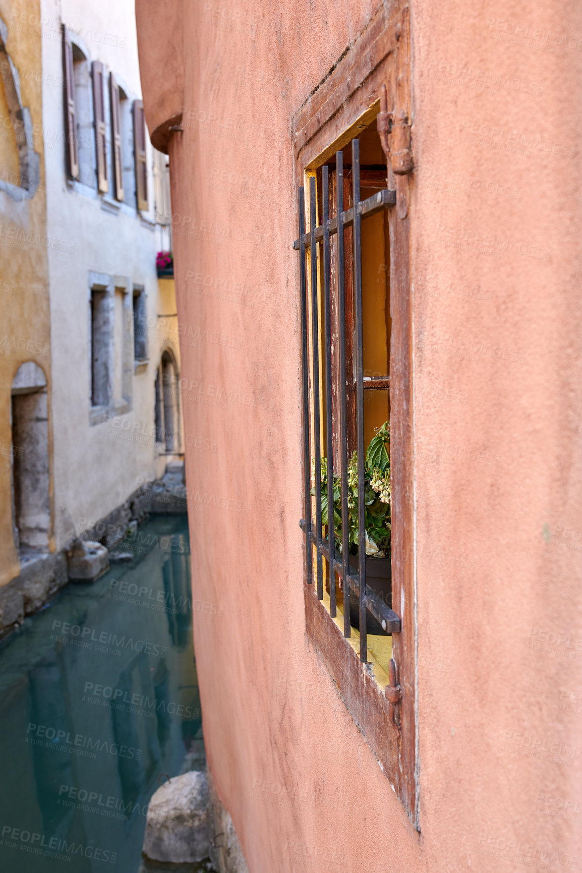 Buy stock photo Editorial: Annecy, France, July, 17, 2019: Houses and street life in the famous medieval part of the city of Annecy, Department of Upper Savoy, France.