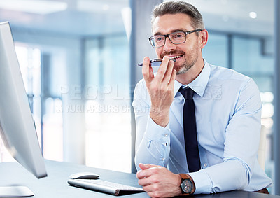 Buy stock photo Business, man and phone call with loudspeaker, communication and network with planning. Person, employee and consultant with smartphone, recording voice note and speaking with digital app and talking