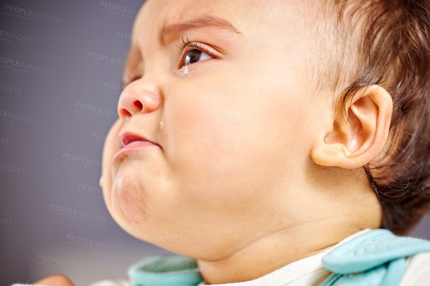 Buy stock photo Shot of a little baby crying