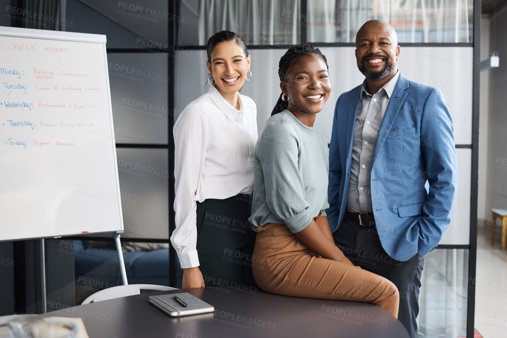 Buy stock photo Portrait of a group of businesspeople working together in an office