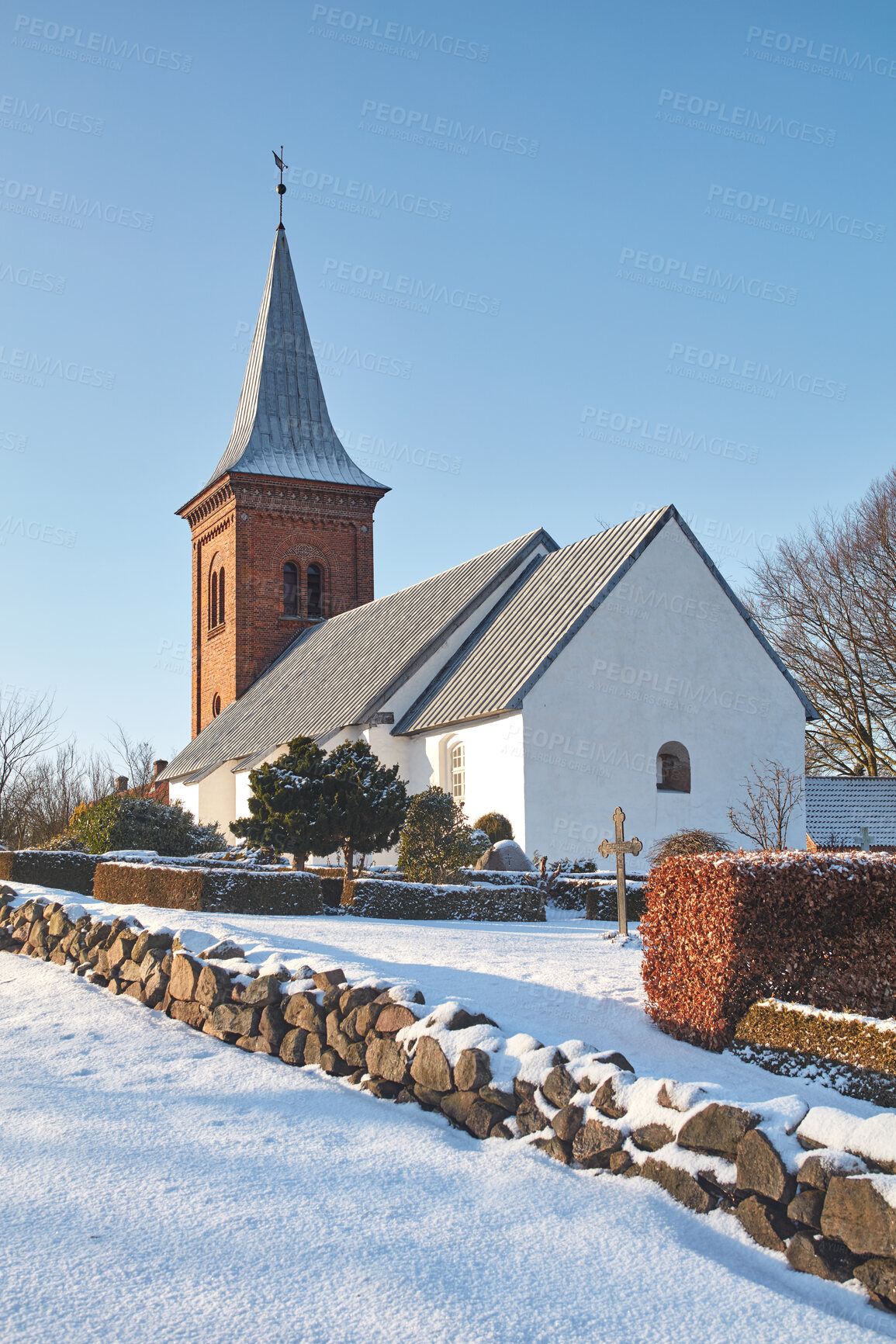 Buy stock photo A photo of typical Danish village church in Denmark