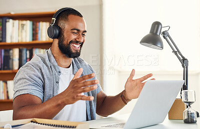 Buy stock photo Shot of a young businessman working from home