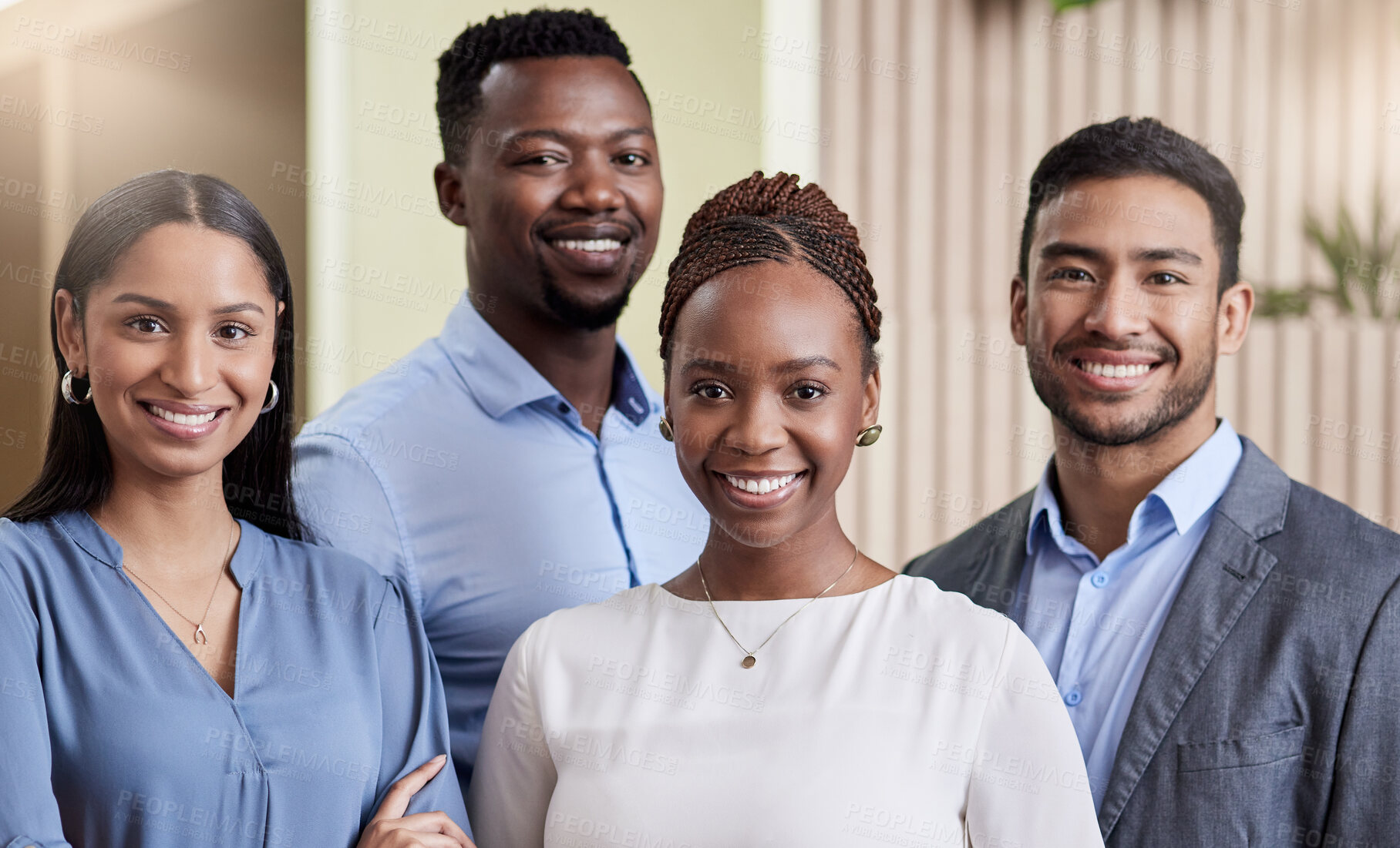 Buy stock photo Shot of a group of businesspeople together in their office