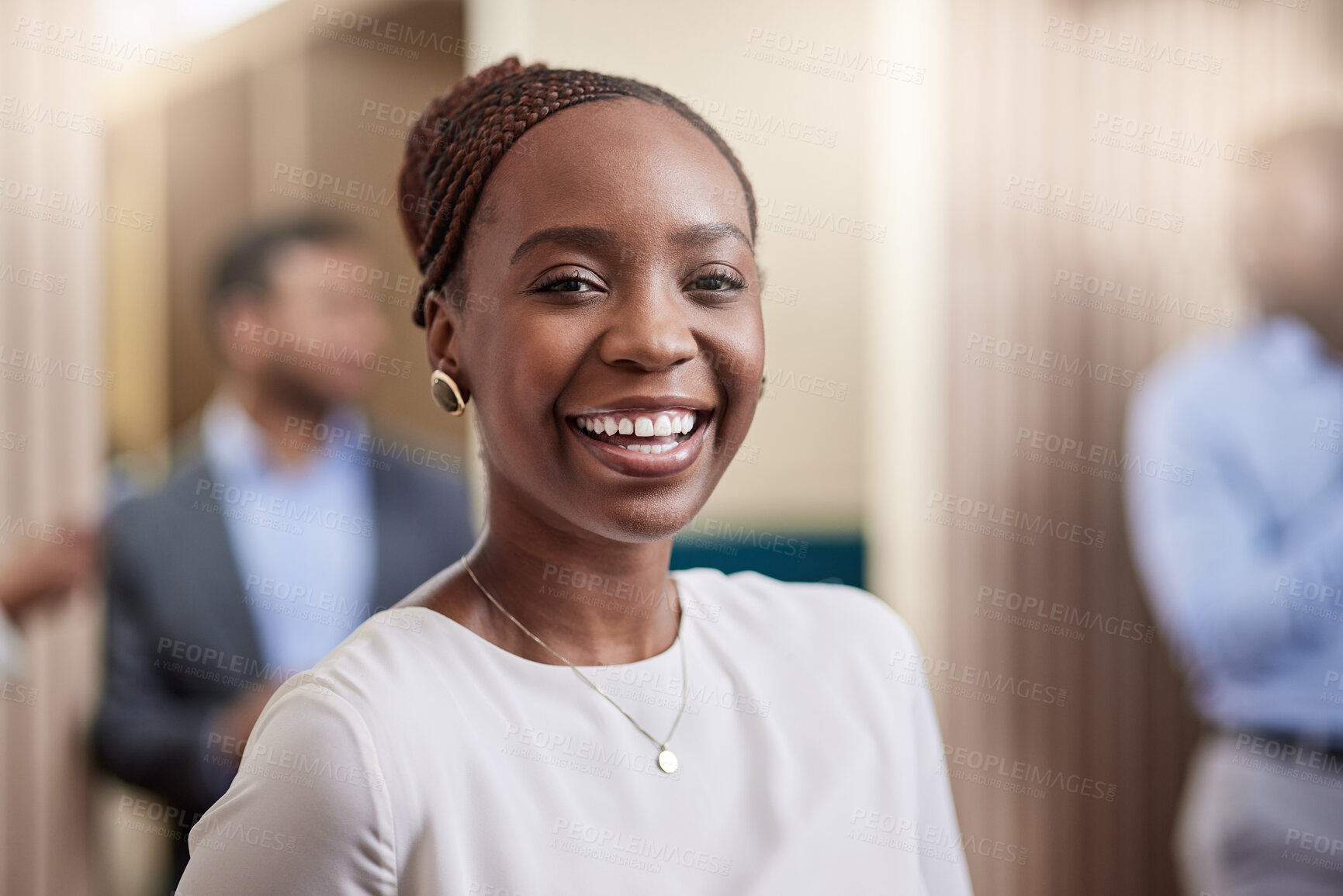 Buy stock photo Shot of a beautiful young businesswoman in her office