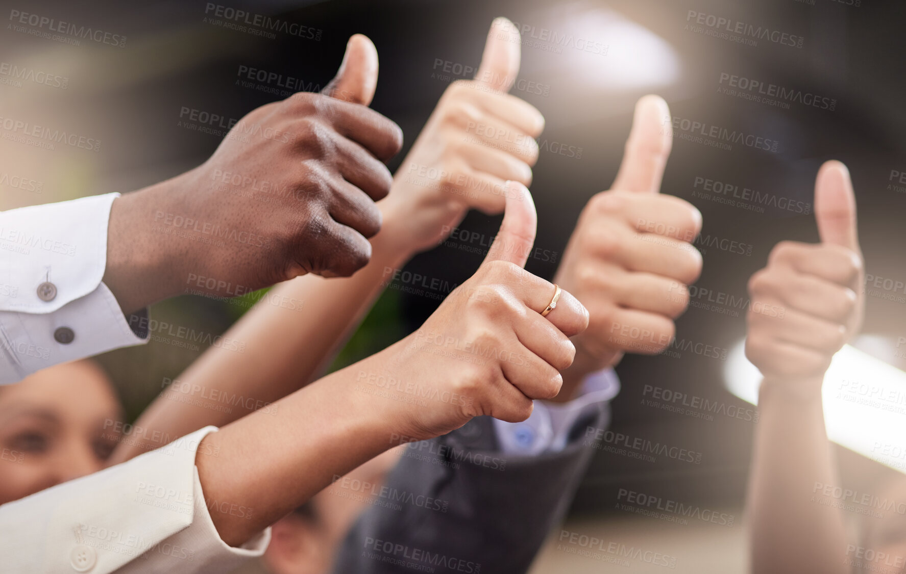 Buy stock photo Shot of a group of business people giving the thumbs up