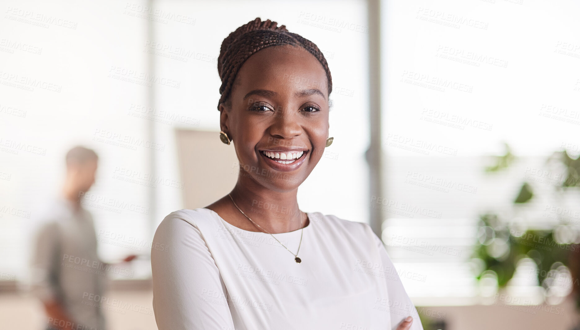 Buy stock photo Shot of a beautiful young businesswoman in her office