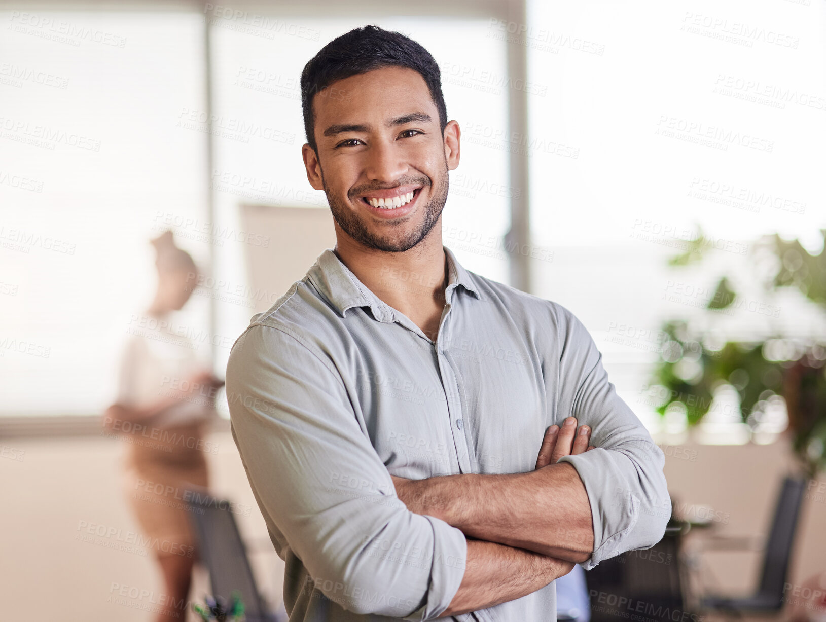 Buy stock photo Shot of a young businessman in his office