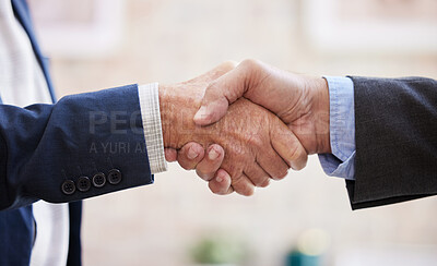 Buy stock photo Shot of two unrecognizable businesspeople shaking hands