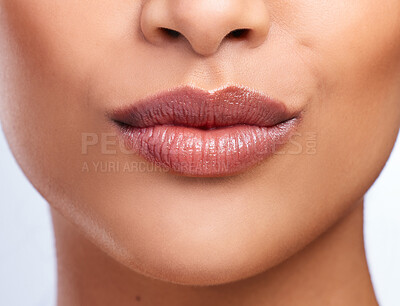 Buy stock photo Cropped shot of an unrecognizable woman's beautiful full lips