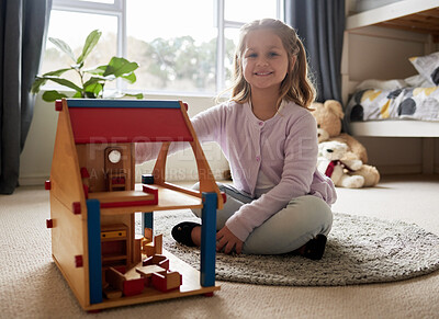 Buy stock photo Shot of a little girl playing at home