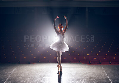 Buy stock photo Shot of a ballerina performing her routine