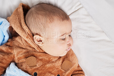 Buy stock photo Shot of a little boy sleeping