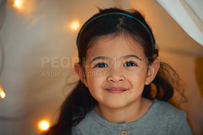 Buy stock photo Shot of a little girl relaxing at home