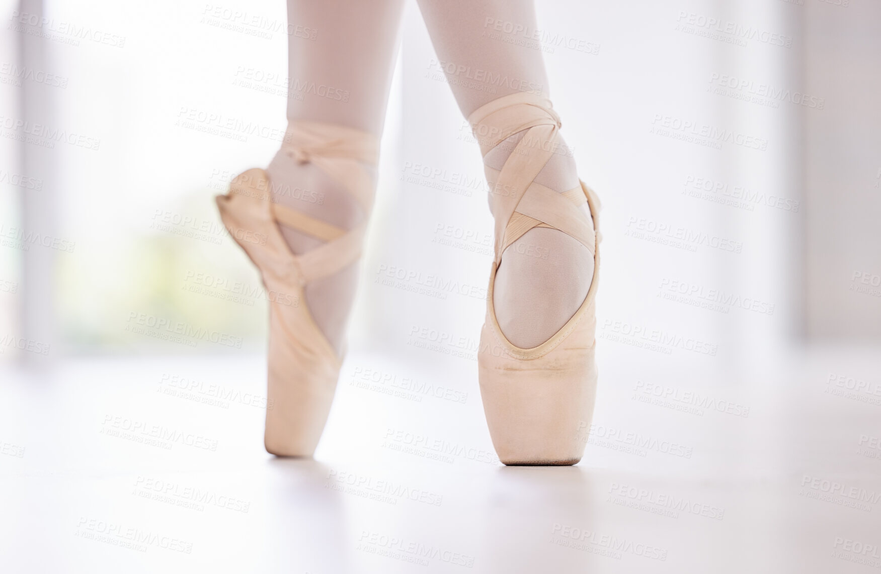 Buy stock photo Shot of a ballet dancer's pointe shoes