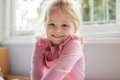 Buy stock photo Shot of a little girl relaxing at home
