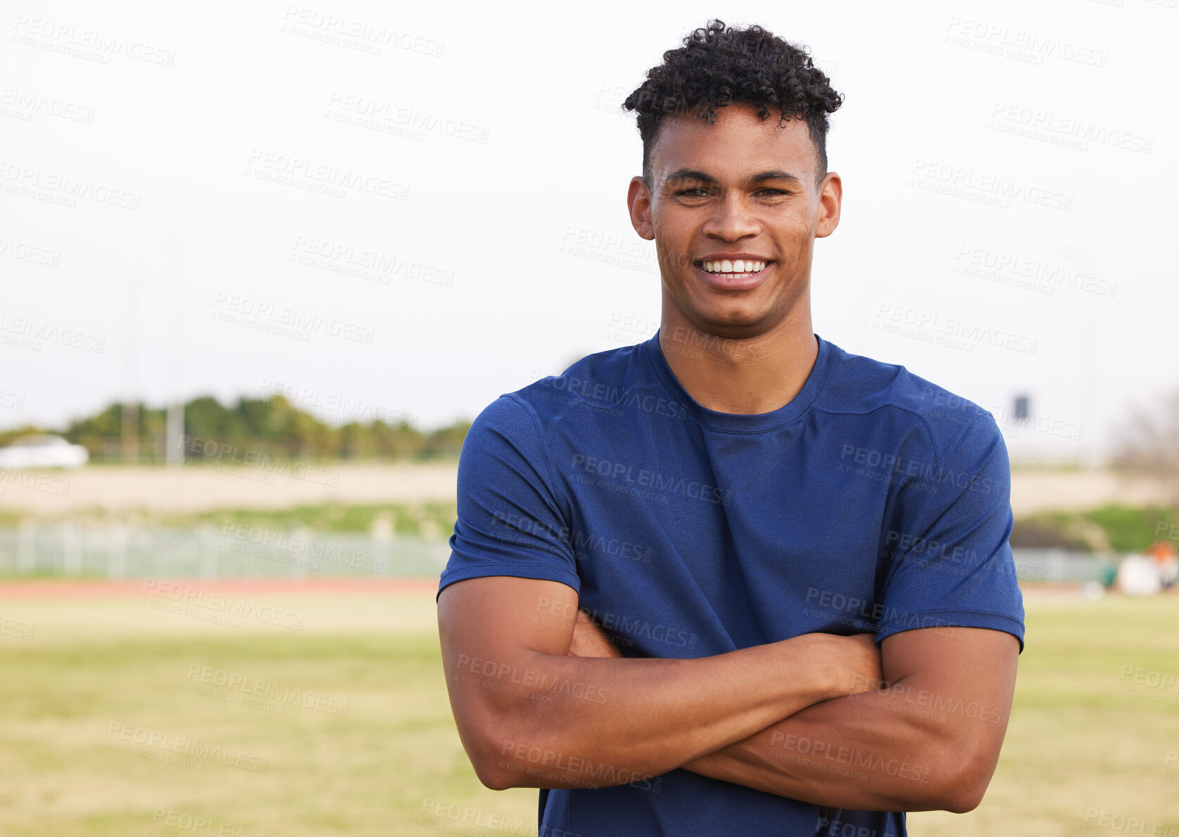 Buy stock photo Shot of a young man after a workout