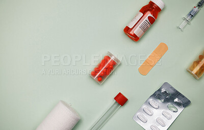 Buy stock photo Shot of medical equipment against a green background