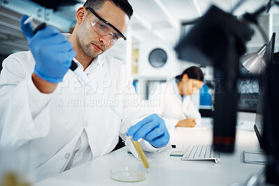 Buy stock photo Shot of a young scientist conducting medical research in a laboratory