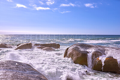 Buy stock photo Beach, coast and ocean