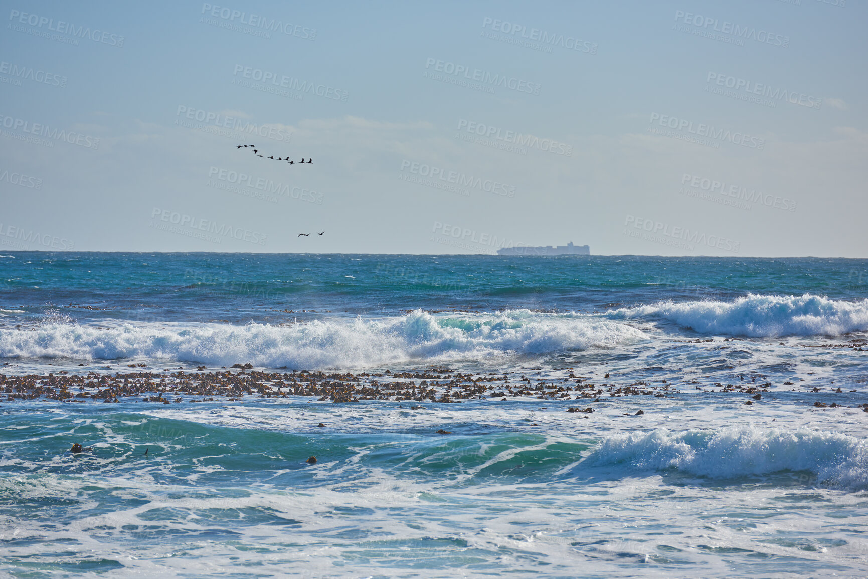 Buy stock photo Beach, coast and ocean