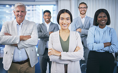 Buy stock photo Shot of a group of businesspeople standing together