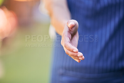 Buy stock photo Shot of a business owner ready to shake hands