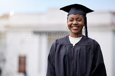 Buy stock photo Portrait of a young woman on graduation day