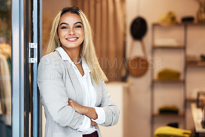 Buy stock photo Shot of a young female business owner in her store
