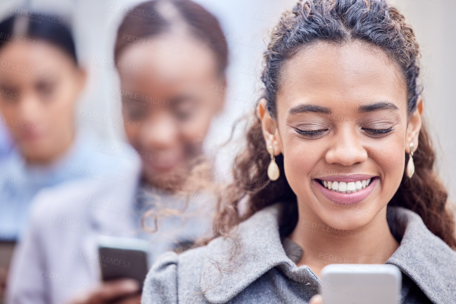 Buy stock photo Shot of a group of businesspeople in a line at work