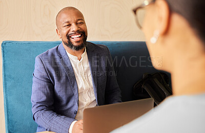 Buy stock photo Cropped shot of a handsome mature businessman meeting with a female colleague in the office