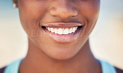 Buy stock photo Closeup shot of a young woman's smile