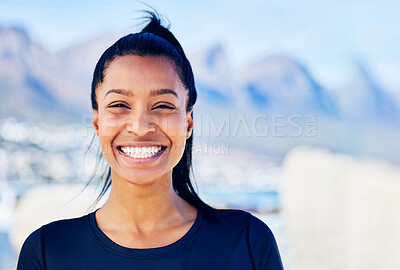 Buy stock photo Closeup shot of a beautiful young woman standing outside