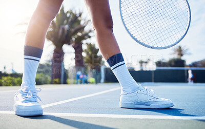 Buy stock photo Shot of a unrecognizable a woman standing in a tennis court