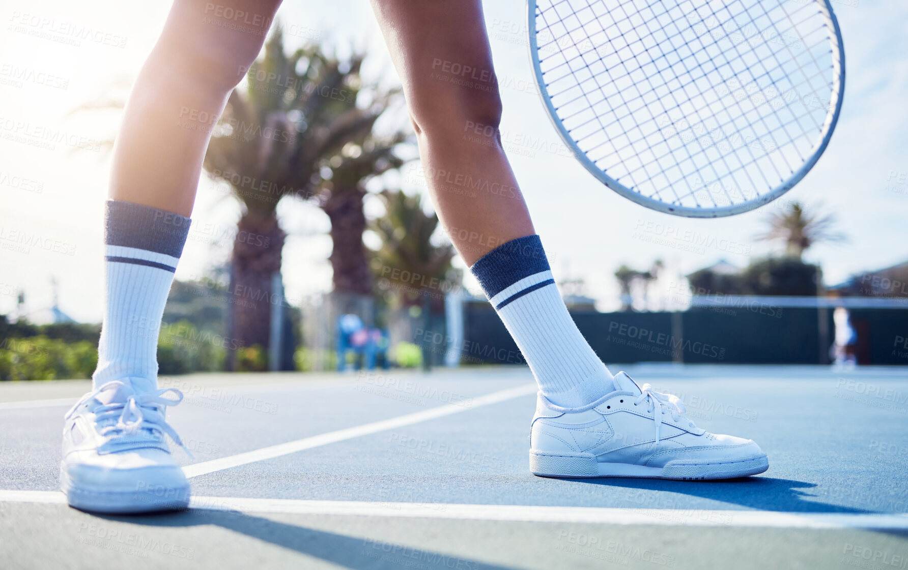Buy stock photo Shot of a unrecognizable a woman standing in a tennis court