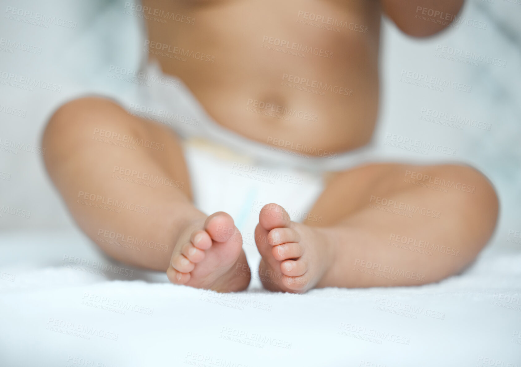 Buy stock photo Closeup shot of an adorable baby's feet