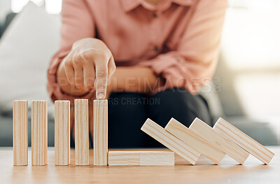 Buy stock photo Shot of a unreconizable man playing with blocks at home