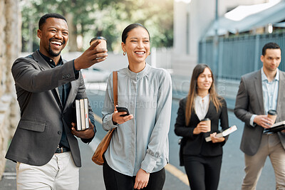 Buy stock photo Shot of a group of lawyers walking to work together