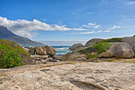 Rocky coastline of the CampÂ´s Bay, Western Cape