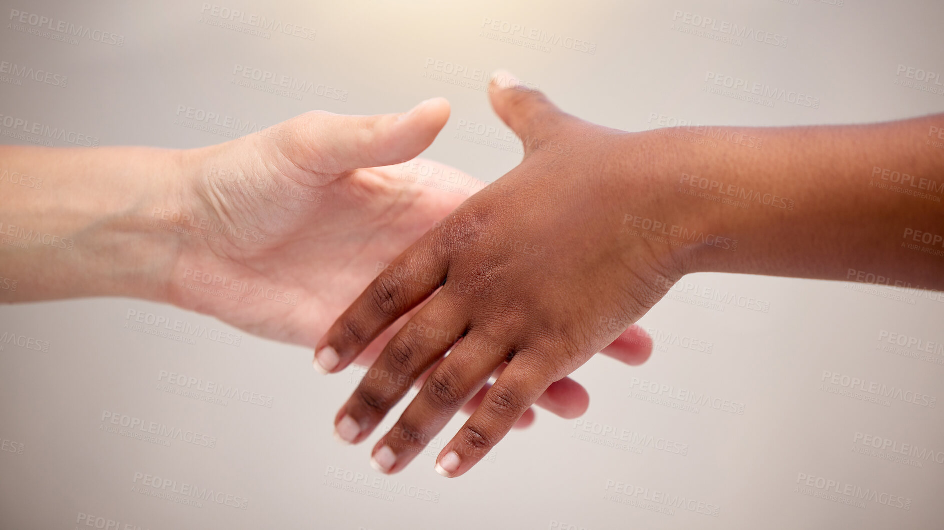 Buy stock photo Shot of two people reaching for one another