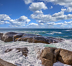 Rocky coastline of the CampÂ´s Bay, Western Cape