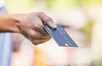 Buy stock photo Shot of a woman making a purchase using her card