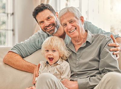 Buy stock photo Shot of a family relaxing together at home