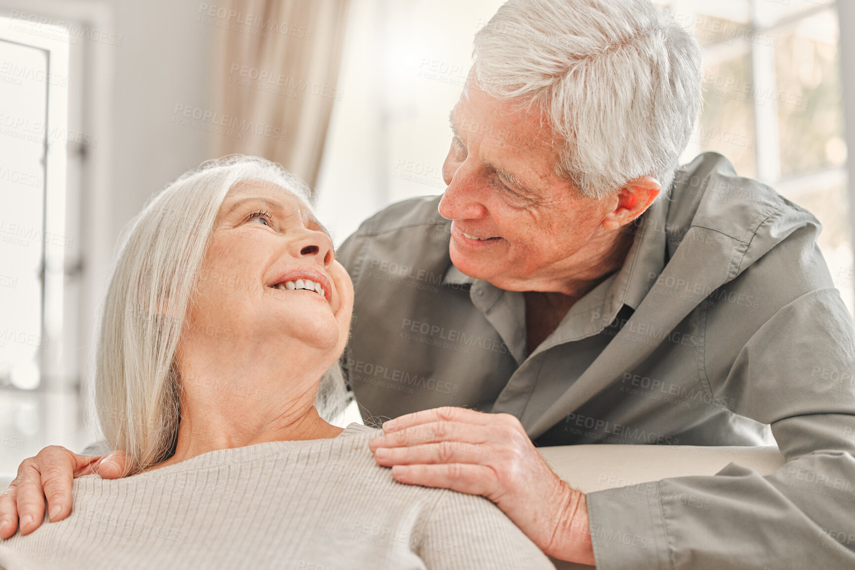 Buy stock photo Shot of a senior couple relaxing at home