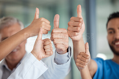 Buy stock photo Shot of medical staff giving the thumbs up