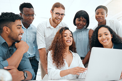 Buy stock photo Shot of a group of businesspeople having a meeting in a modern office at work